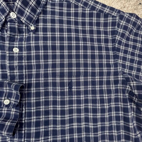 Ralph Lauren Moore Long Sleeve Button Up Shirt Size Large Plaid Blue White - Picture 5 of 9